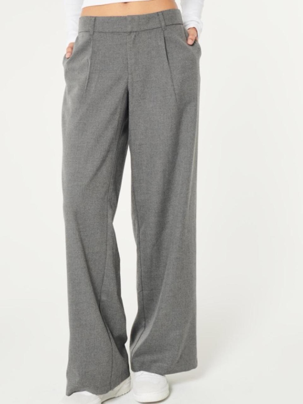 Hollister Gray Low-Rise Wide Leg Pants
